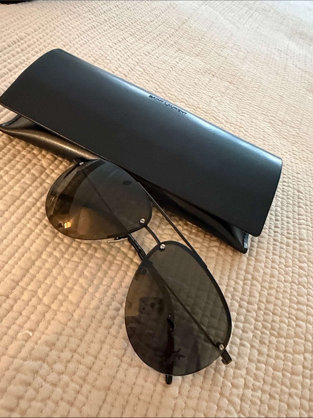 Yves Saint Laurent Black Toiletry/Accessory Case with Black Sunglasses